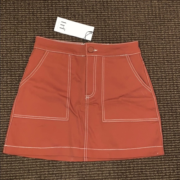 burnt orange denim skirt